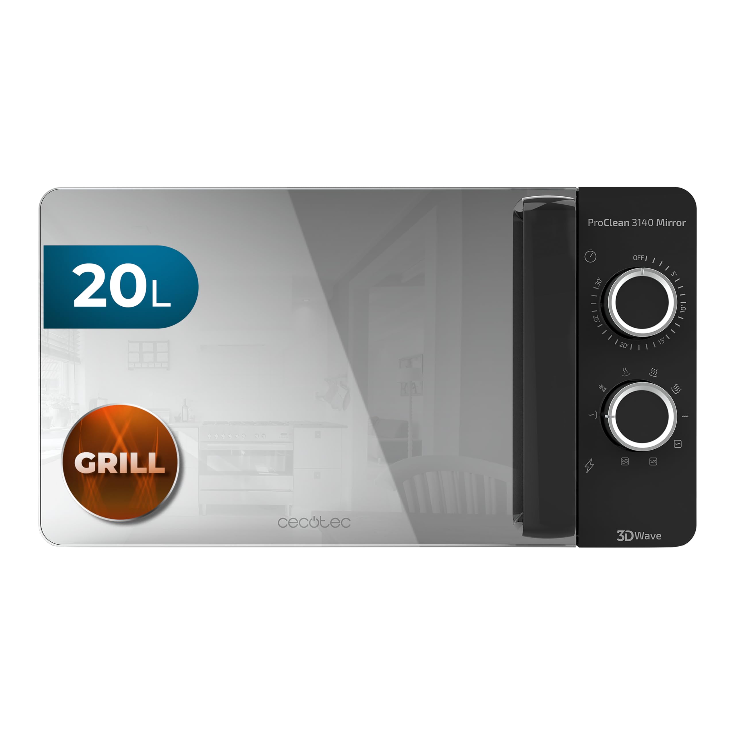Cecotec ProClean 3140 Mirror Grill, kuchenka mikrofalowa